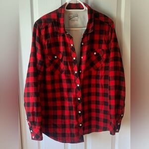 BC Clothing Red buffalo plaid fleece lined flannel jacket